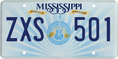 MS license plate ZXS501