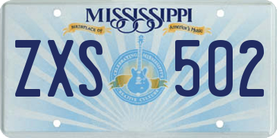 MS license plate ZXS502