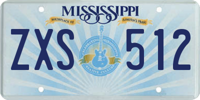 MS license plate ZXS512