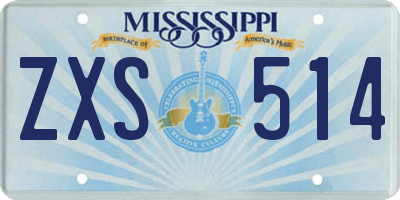 MS license plate ZXS514