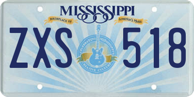 MS license plate ZXS518