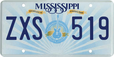 MS license plate ZXS519