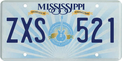 MS license plate ZXS521