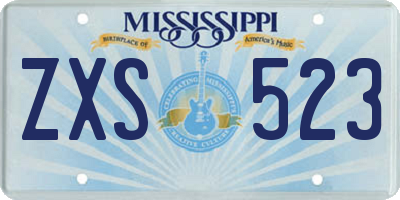 MS license plate ZXS523