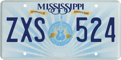 MS license plate ZXS524