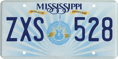MS license plate ZXS528