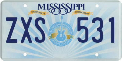 MS license plate ZXS531