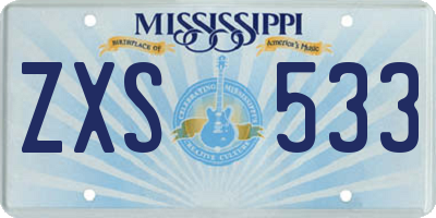 MS license plate ZXS533
