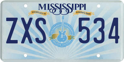 MS license plate ZXS534