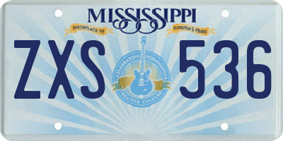 MS license plate ZXS536