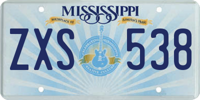 MS license plate ZXS538