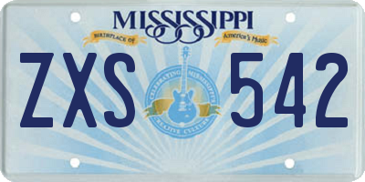 MS license plate ZXS542
