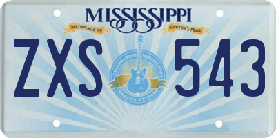 MS license plate ZXS543