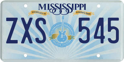MS license plate ZXS545