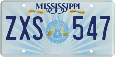 MS license plate ZXS547