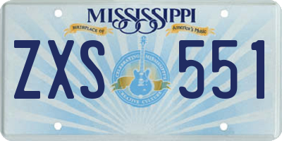 MS license plate ZXS551