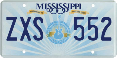 MS license plate ZXS552