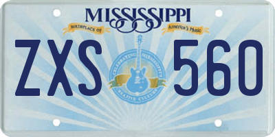 MS license plate ZXS560