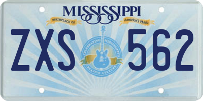 MS license plate ZXS562