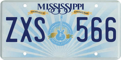 MS license plate ZXS566