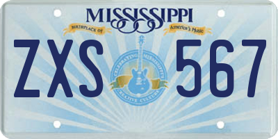 MS license plate ZXS567