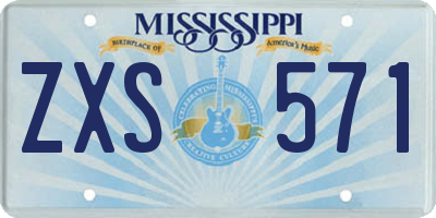 MS license plate ZXS571