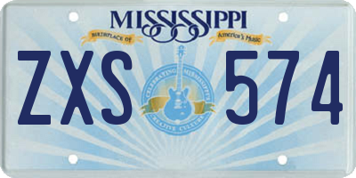 MS license plate ZXS574
