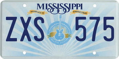 MS license plate ZXS575