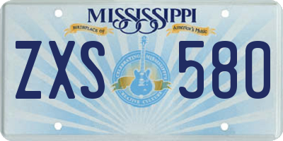 MS license plate ZXS580