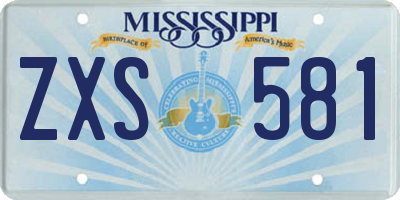MS license plate ZXS581