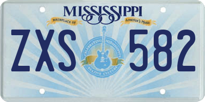 MS license plate ZXS582