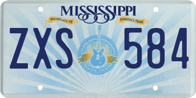 MS license plate ZXS584