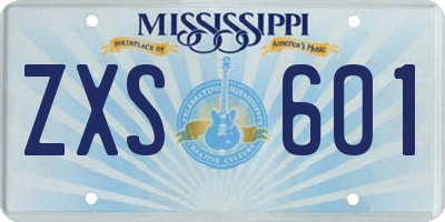 MS license plate ZXS601