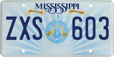 MS license plate ZXS603