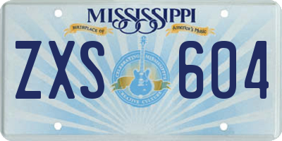 MS license plate ZXS604