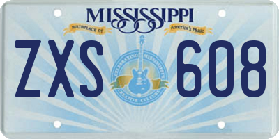 MS license plate ZXS608