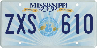 MS license plate ZXS610