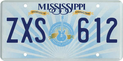 MS license plate ZXS612