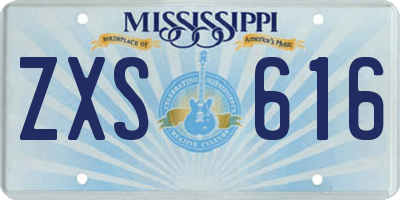 MS license plate ZXS616