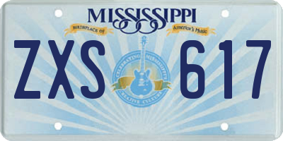 MS license plate ZXS617