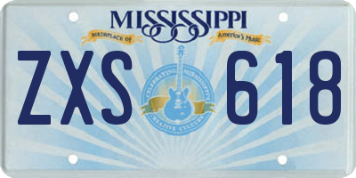 MS license plate ZXS618