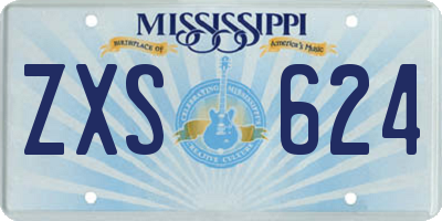 MS license plate ZXS624
