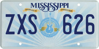 MS license plate ZXS626