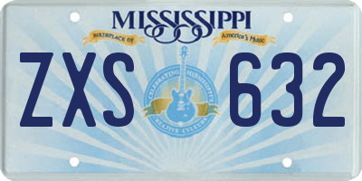 MS license plate ZXS632