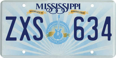 MS license plate ZXS634