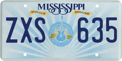 MS license plate ZXS635