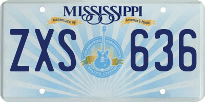 MS license plate ZXS636