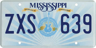 MS license plate ZXS639