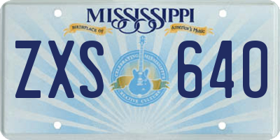 MS license plate ZXS640