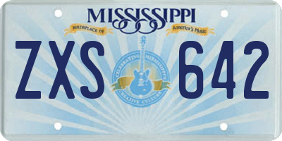 MS license plate ZXS642